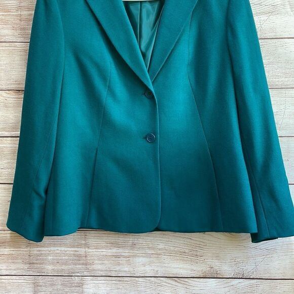 VINTAGE KASPER & CO WOOL BLAZER IN EMERALD GREEN - Picture 3 of 9